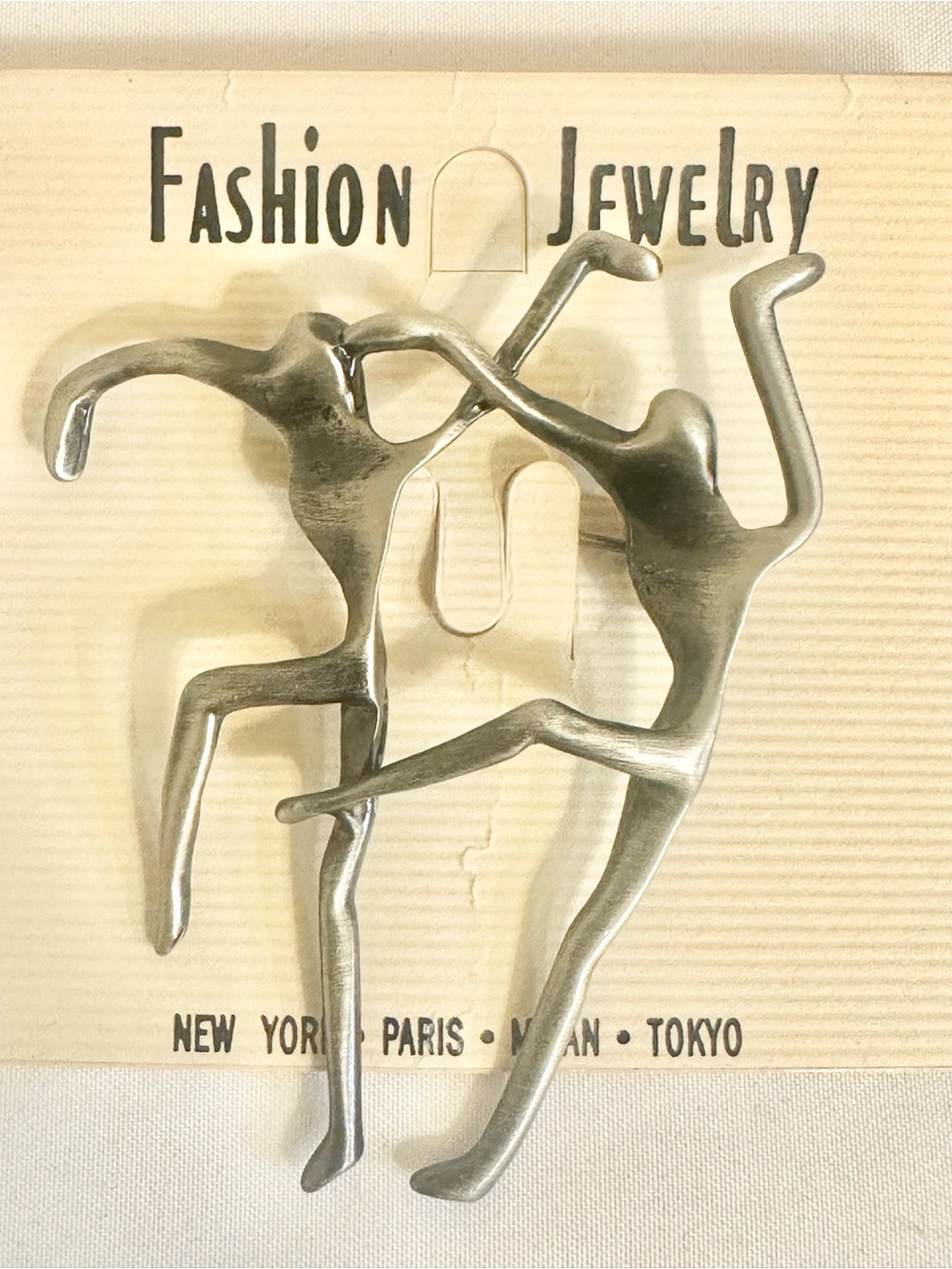 Pewter-Tone Dancer Brooch - Abstract Figurine